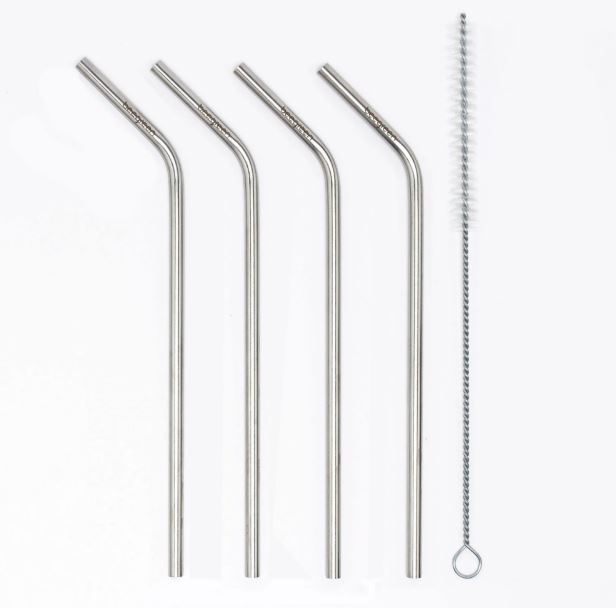 Kit 04 Canudos de Metal + Limpador