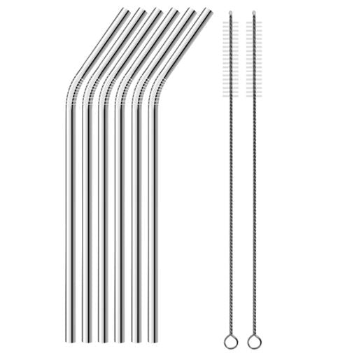 Kit 06 Canudos de Metal + 2 Limpadores