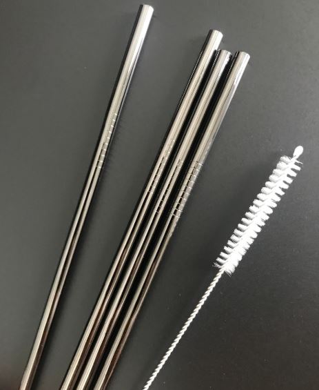 Kit 04 Canudos de Metal + Limpador